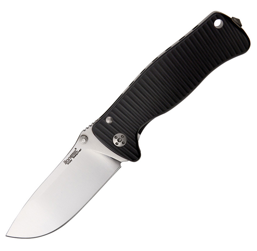 Нож складной LionSteel SR2A BS Mini, сталь Uddeholm Sleipner® Satin Finish, рукоять алюминий (Solid®), чёрный Lion Steel