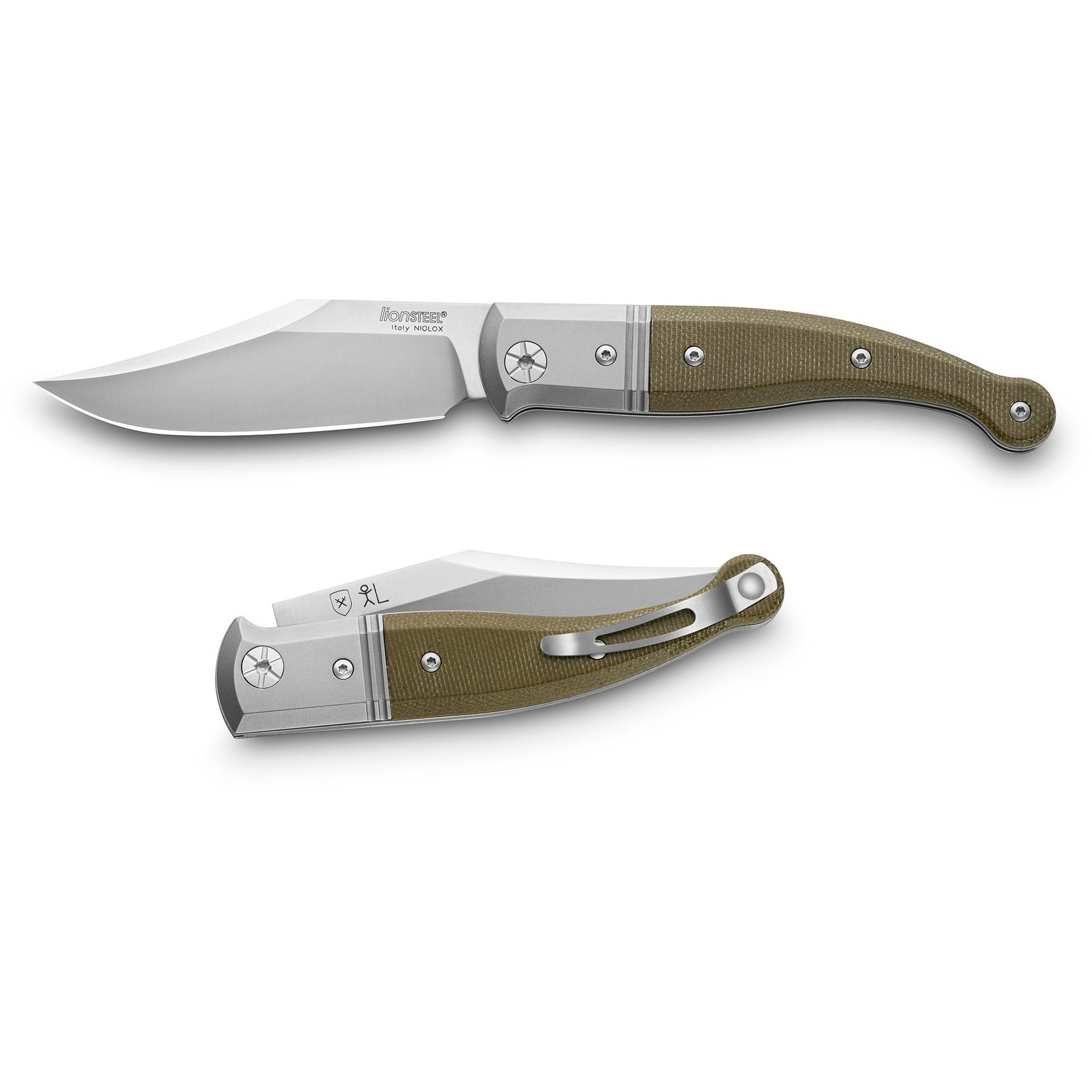 Складной нож LionSteel Gitano, сталь Niolox, рукоять Green canvas micarta Lion Steel