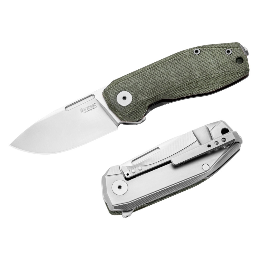 Складной нож LionSteel NANO, сталь MagnaCut, рукоять титан/микарта, зеленый Lion Steel