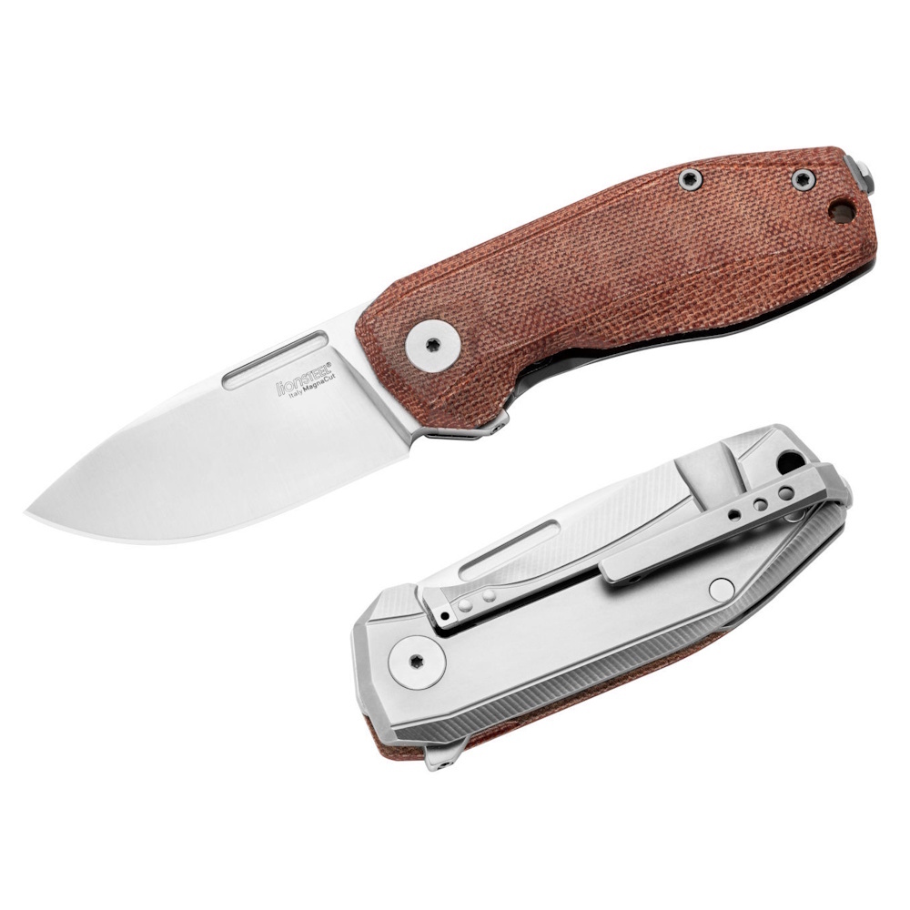Складной нож LionSteel NANO, сталь MagnaCut, рукоять титан/микарта, коричневый Lion Steel