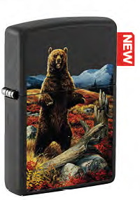 Зажигалка ZIPPO Linda Picken с покрытием Black Matte, Медведь, латунь/сталь