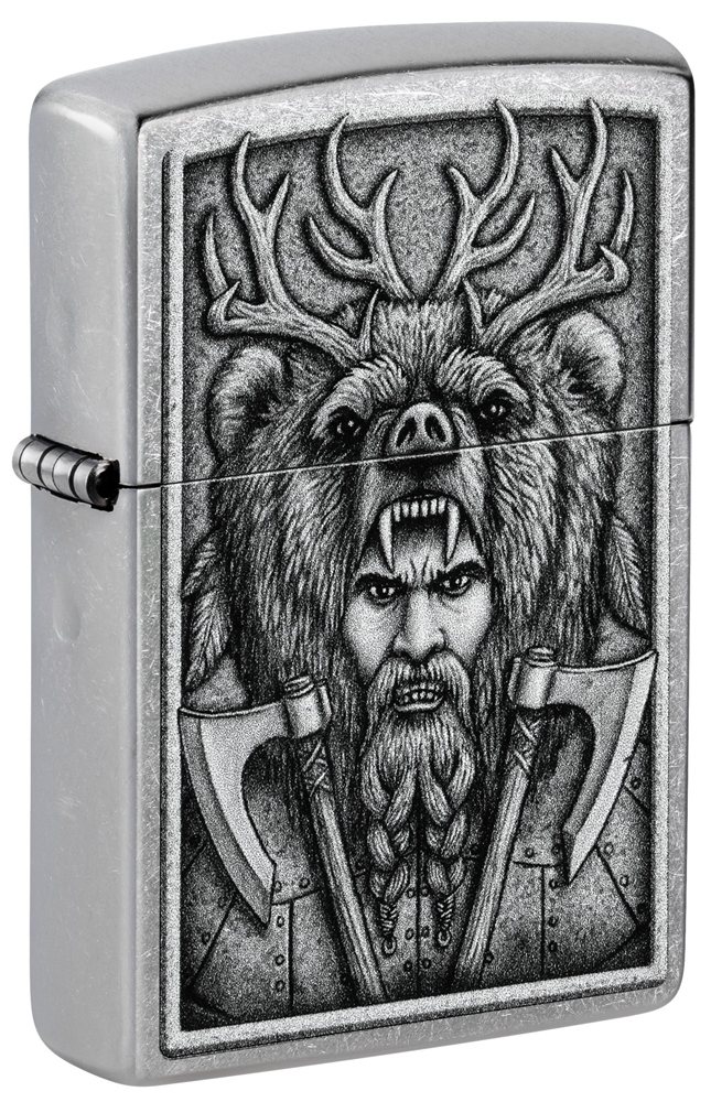 Зажигалка ZIPPO Barbarian Design с покрытием Street Chrome, латунь/сталь, серебристая