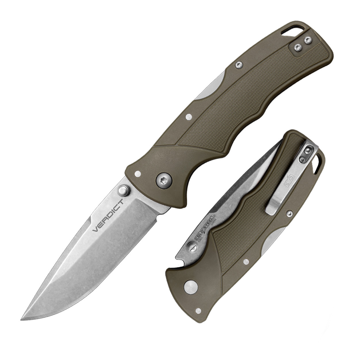 Нож складной Cold Steel Verdict Spear, сталь 1.4116, рукоять термопластик GFN, зеленый