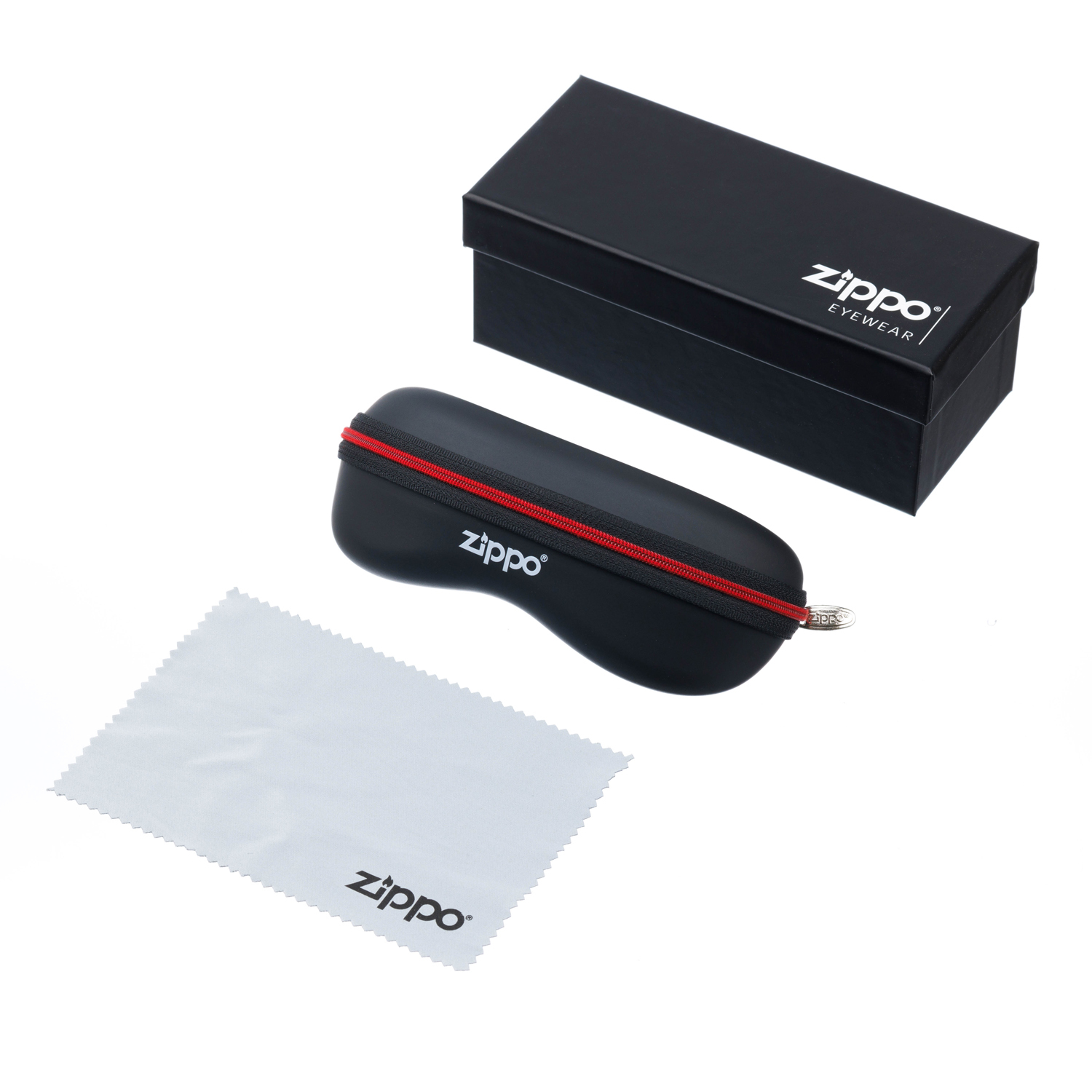 Подарочный набор для очков ZIPPO: картонная коробка, чехол и салфетка из микрофибры