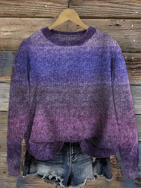 Women's Winter Maple Leaf Casual Long Sleeve Crew Neck Knitted Sweater JustFashionNow