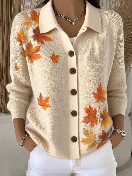Maple Leaf Regular Fit Elegant Knit Top JustFashionNow