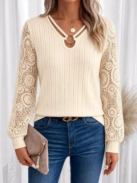 Regular Fit Split Joint Casual Knit Top JustFashionNow