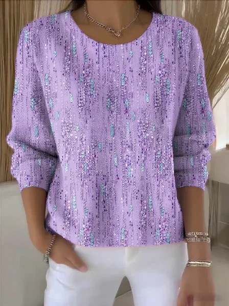 Women Geometric Vintage Long Sleeve Crew Neck Winter Sweater JustFashionNow