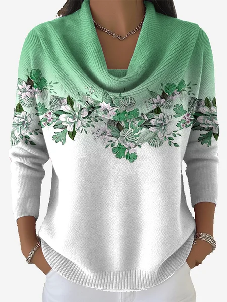 Women Floral Vintage Long Sleeve Winter Sweater JustFashionNow