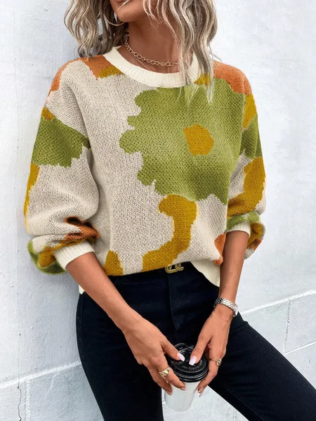 Urban Floral Split Joint Sweater JustFashionNow
