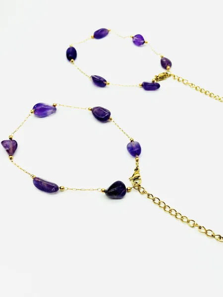 Amethyst Fashionable Temperament Daily Commuting Simple Versatile Bracelet Clavicle Chain Sweater Chain JustFashionNow