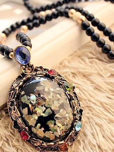 New Color Shell Cat's Eye Stone Long Korean Sweater Chain Accessories Retro Necklace JustFashionNow