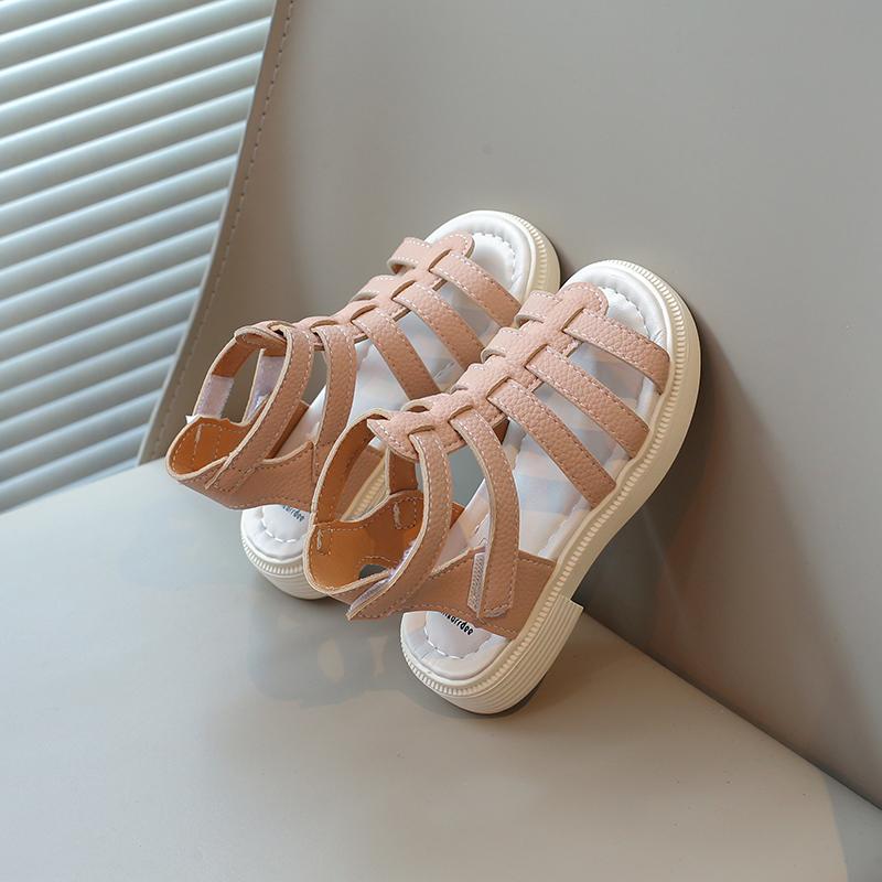 Сандалии для девочек Princess Sweet Kids Gladiator High Top Sandals Hook & Loop Fashion 2024 Soft Quality Anti-Sketch Open Toes Sweet New 26 розовый Walkway Wonders