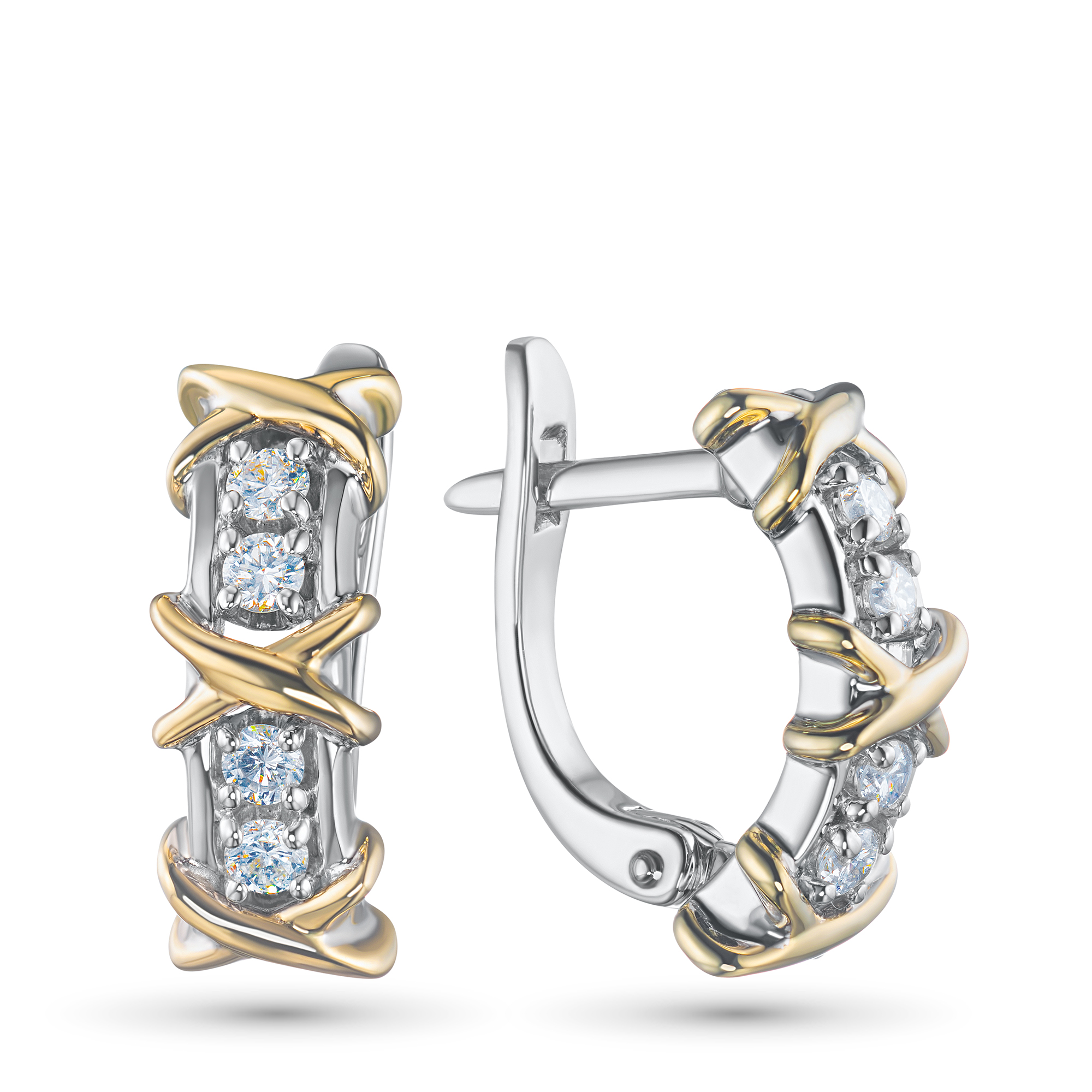 Серьги из комбинированного золота э4812сг10184100 ЭПЛ Даймонд 8700002802061