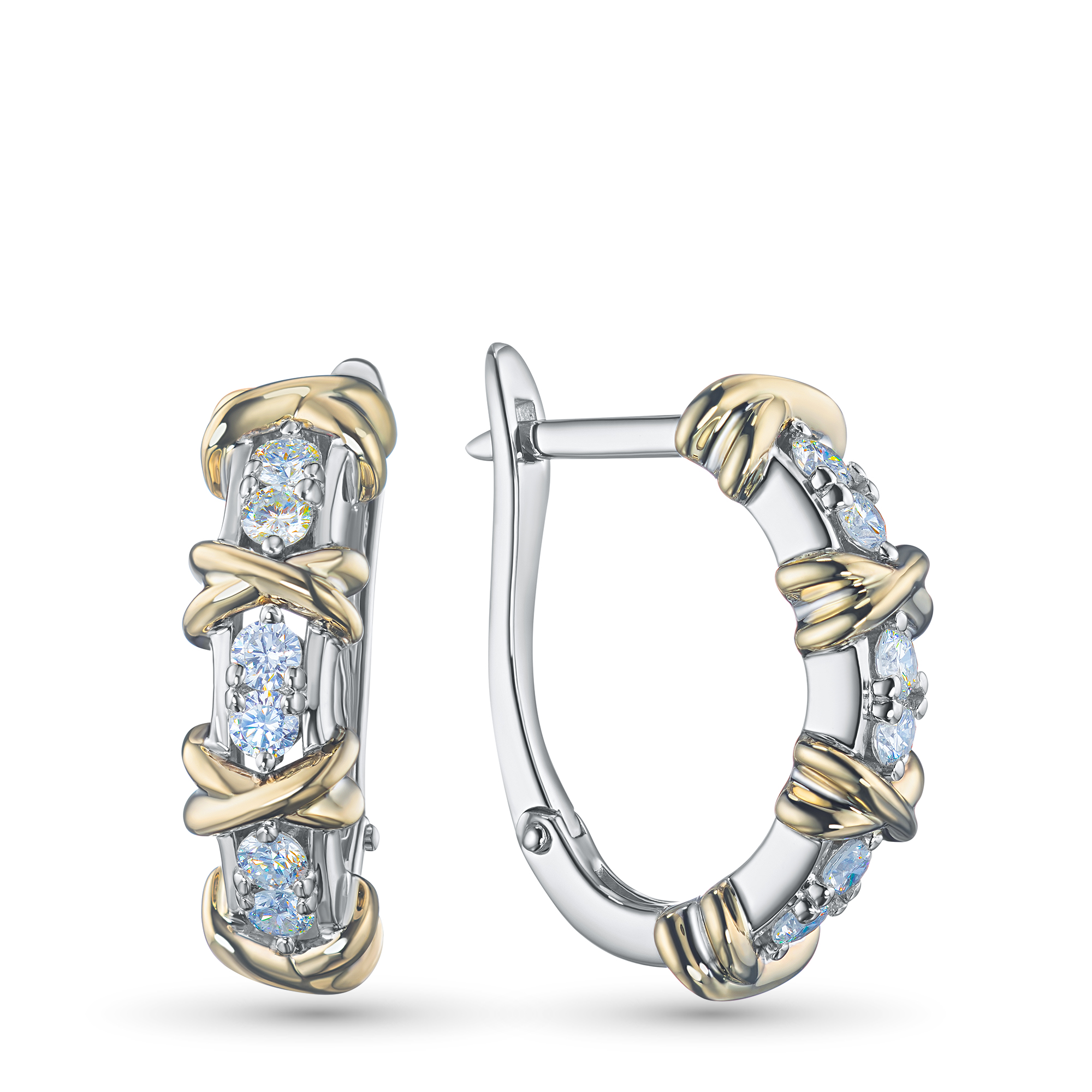 Серьги из комбинированного золота э4812сг07156100 ЭПЛ Даймонд 8700002707519