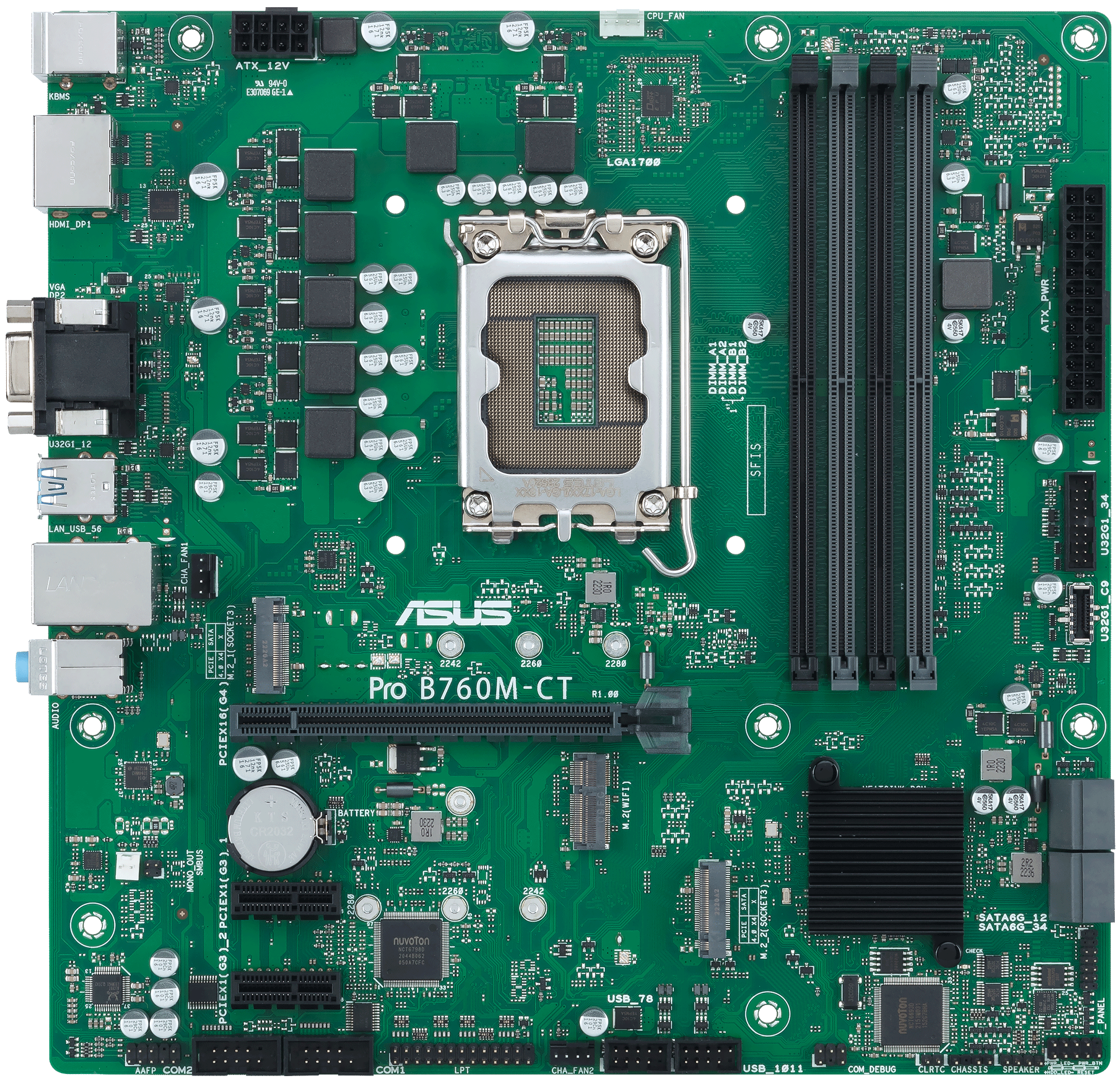 Материнская плата mATX ASUS PRO B760M-CT-CSM 90MB1DY0-M0EAYC (LGA1700, B760, 4*DDR5, 4*SATA3 RAID, 2*M2, Audio, Gb LAN, USB 3.2, USB 2.0)