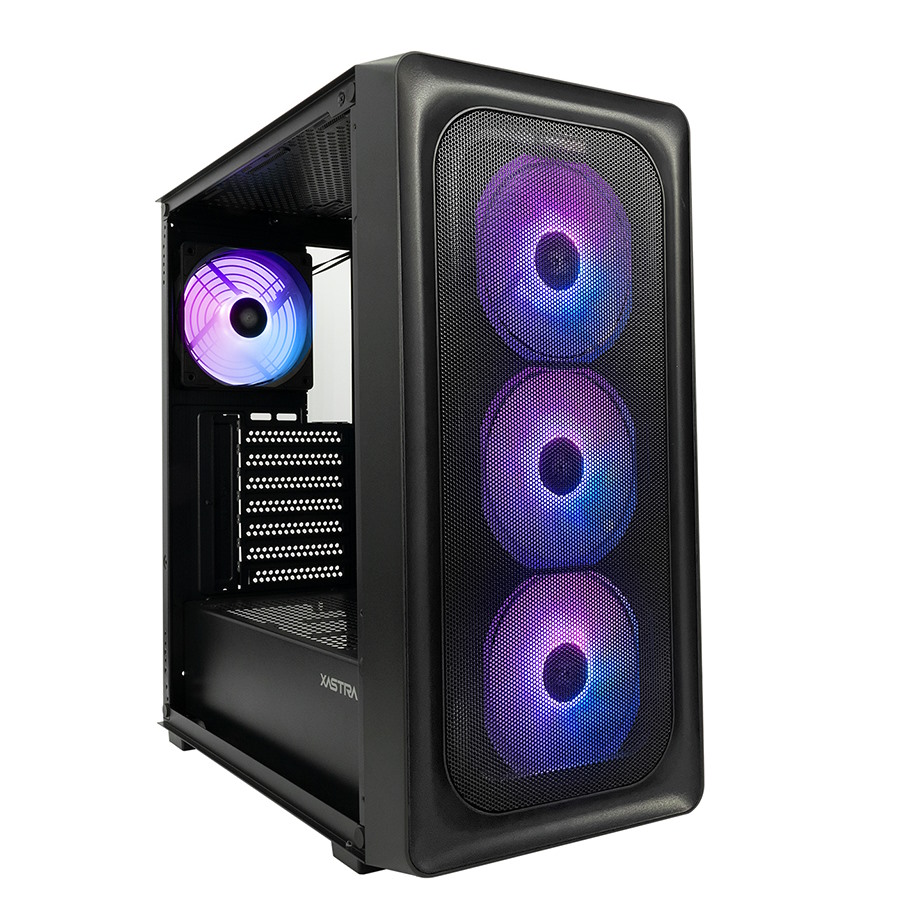 Корпус ATX Xastra A407 4ARGB Black без БП, боковая панель из закалённого стекла, 2*USB 2.0, USB 3.0 A407-4FC12A