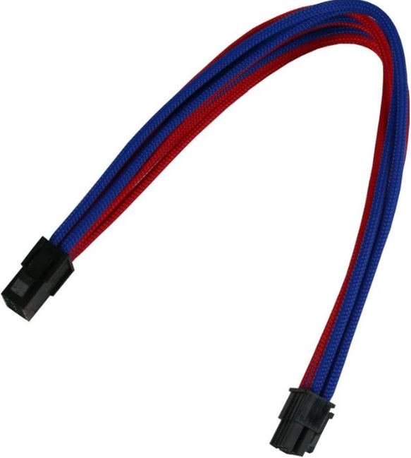 Удлинитель Nanoxia NX8PE3EBR 8-pin PCI-E, 30см, индивидуальная оплетка, синий/красный