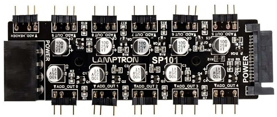 Панель управления вентиляторами Lamptron LAMP-SP101 и подсветкой SP101 Motherboard RGB Lights Syn Amplification for 3PIN-5VDC(10-ways out)