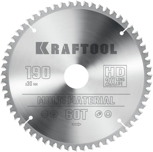 Диск пильный Kraftool Multi material 36953-190-30 Kraftool по алюминию 190x30мм. 60т