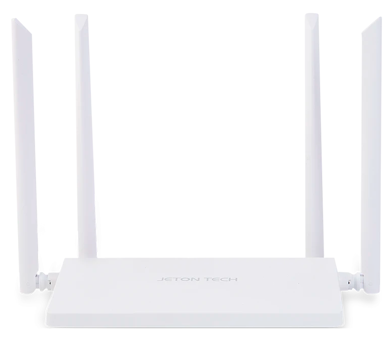 Роутер Jeton AX3000 Air Wi-Fi 5 AC1200 1167 Mbps 802.11 ac/n/a 5 GHz , 802.11n/b/g 2.4 GHz, IPv6, CPU Single Core 16Mb/64Mb One muti-function LED, Dow