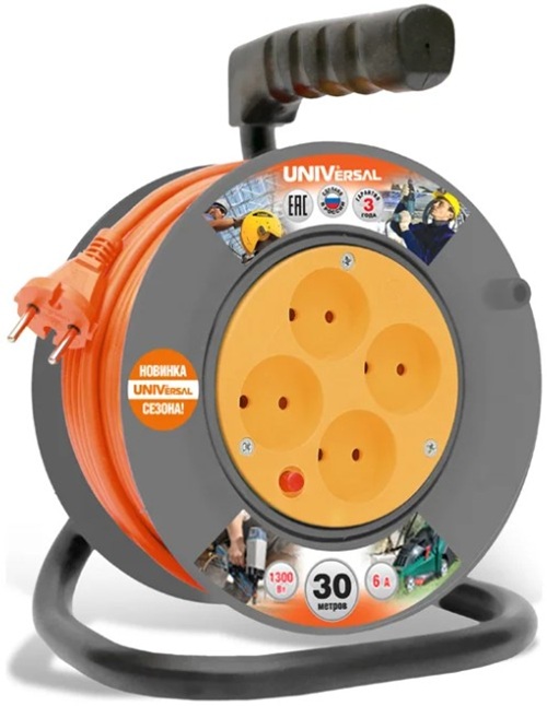 Удлинитель силовой UNIVersal 9632059 3х30м ПВС 2х0.75 6А 6А У6-014