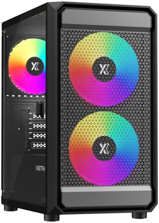 Корпус mATX Xastra A303M 3FRGB без БП, боковая панель из закалённого стекла, USB 3.0, USB 2.0 A303M-2FC14F-1FC12F