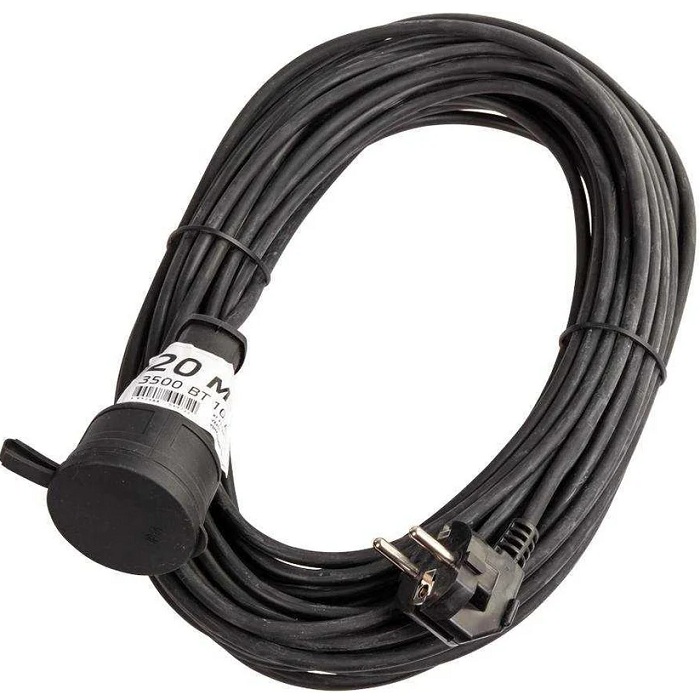 Удлинитель Космос YSHKsm20m-1g(10A)KG -шнур 1х20м 10а ip44 3500вт 220-350в кг 2х1.0мм каучук