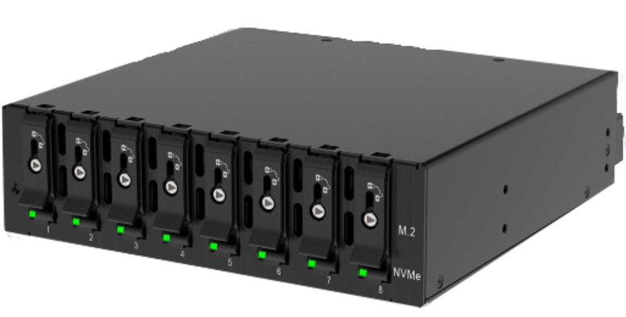 Корзина Procase K2-108-M2-BK 8*M.2 NVMe Gen3 SSD(length 2242/2260/2280),PCIe x4 NVMe and PCIe-AHCI M.2 SSD (черный) hotswap mobie rack module 5.25"