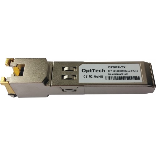 Модуль SFP OptTech OTSFP-TX Gigabit Ethernet 1000Base-T,возможность горячей замены,RJ45