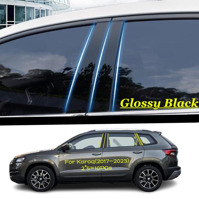 Car TPU/Glossy Mirror Pillar Post Cover Door Trim Window Piano Black Molding Sticker Plate For Skoda Karoq 2017 2018 - Glossy black black 91420583MAC4DRGE3B