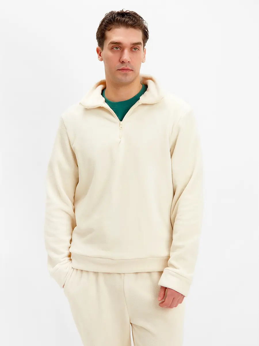 Джемпер MINAKU флисовый с молнией бежевый