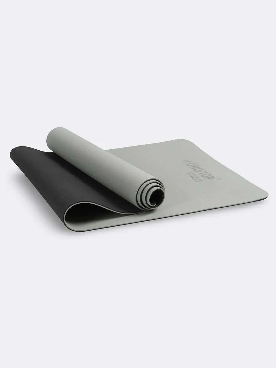 Коврик для фитнеса и йоги ONLYTOP нескользящий 183×61×0.6 см серый нескользящий 183×61×0.6 см серый чёрный