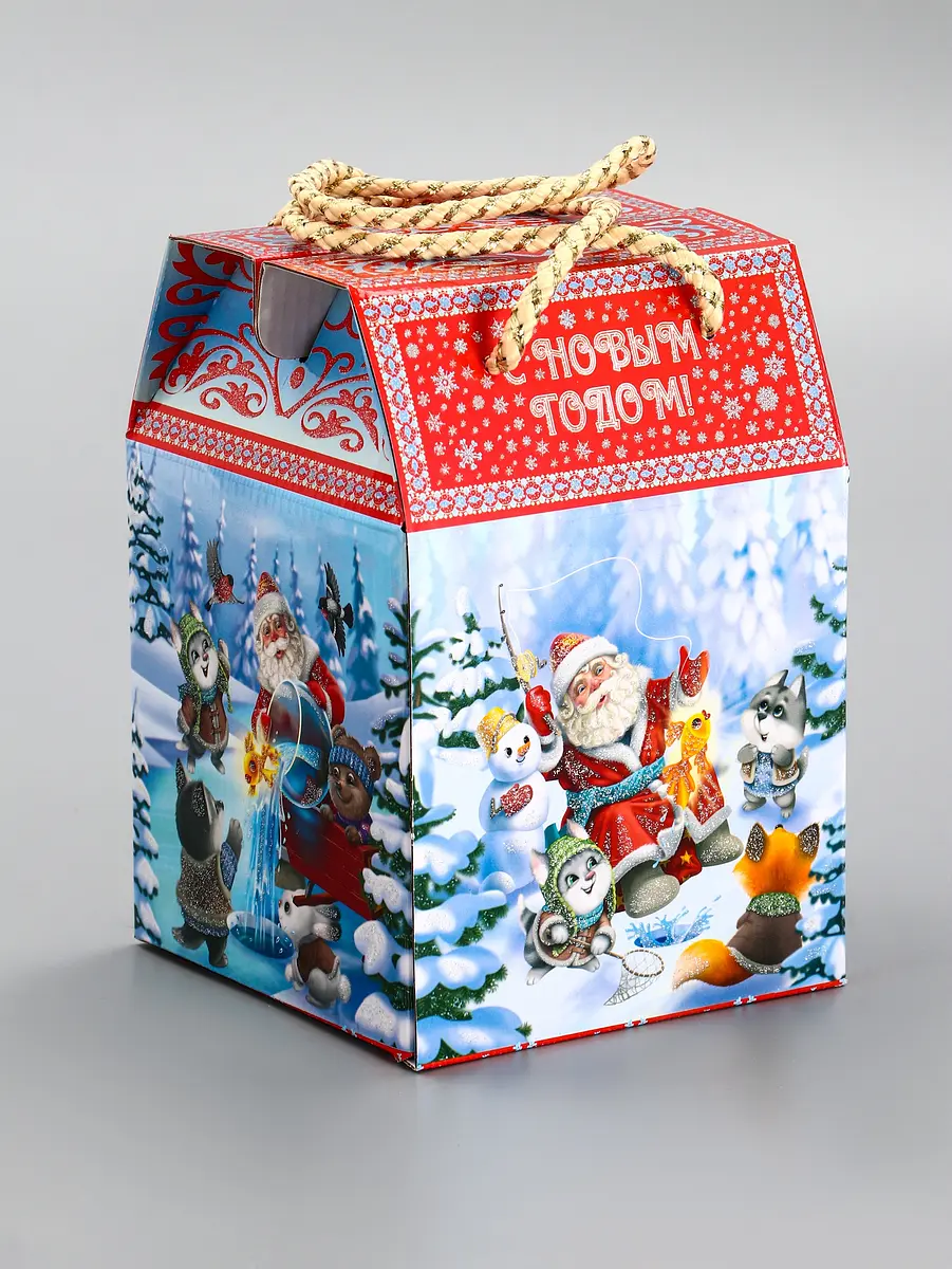 Подарочная новогодняя коробка Золотая рыбка 18×18×14 см GroupPrice