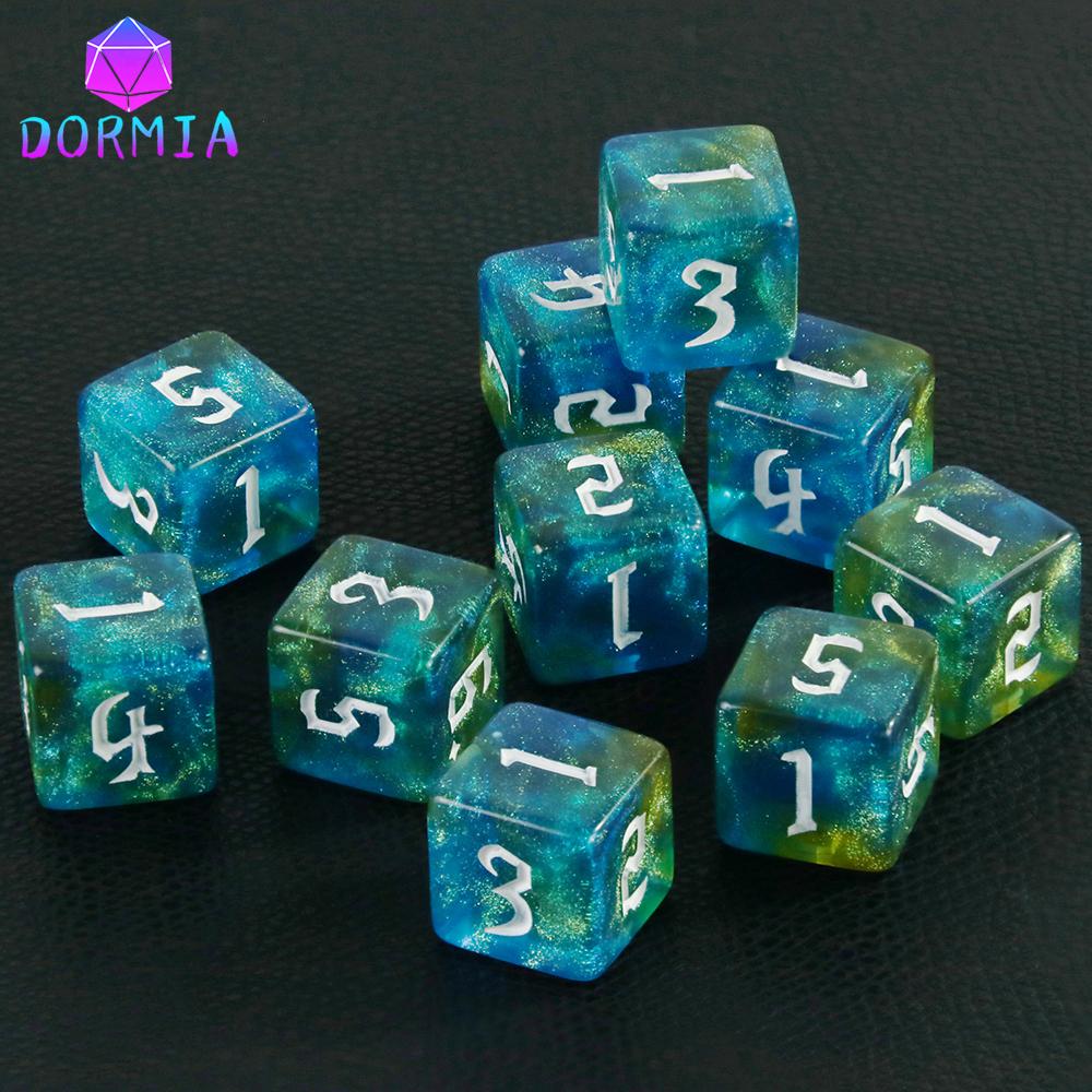 D6 разноцветные многогранные игральные кости 6-сторонние акриловые цветные блестящие игральные кости для ролевой игры обучение математике настольные игры blue bfghb
