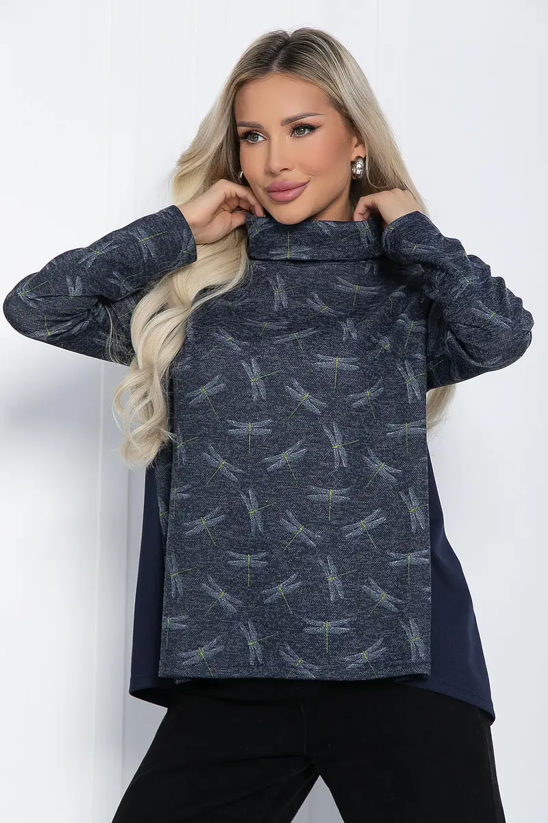 Джемпер LT COLLECTION с асимметричным низом синий