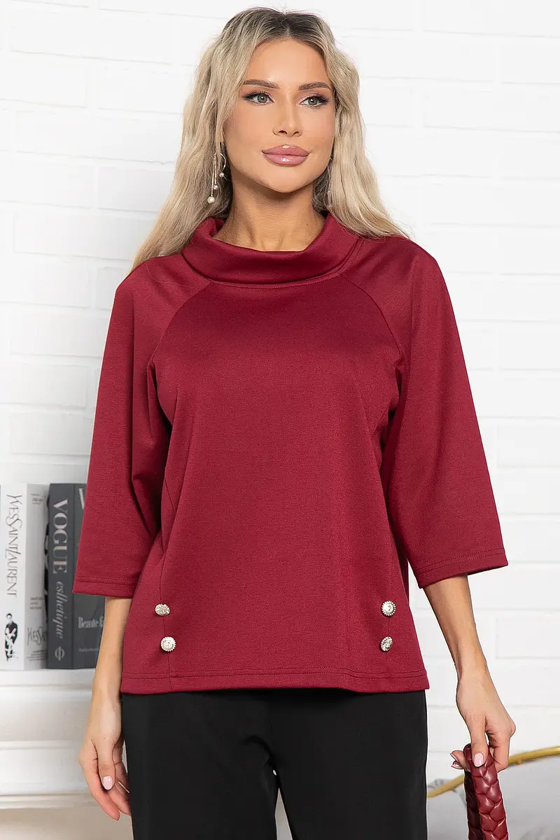 Джемпер LT COLLECTION с воротом-хомутом бордовый
