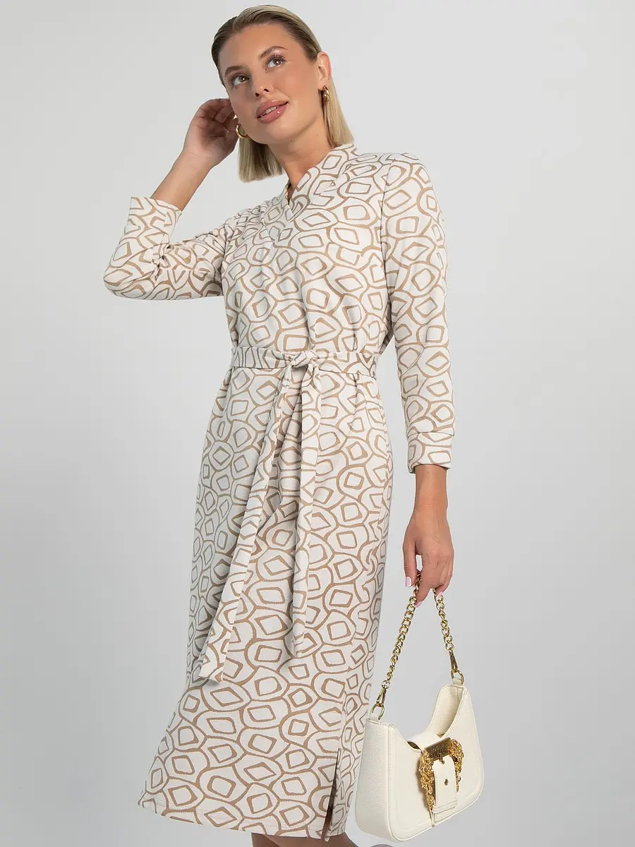 Платье LT Collection миди с запахом бежевое