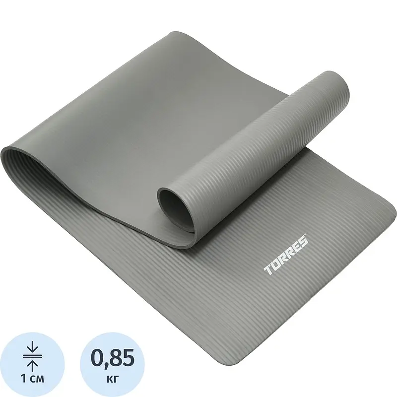 Коврик для фитнеса и йоги TORRES Soft YL10110 серый