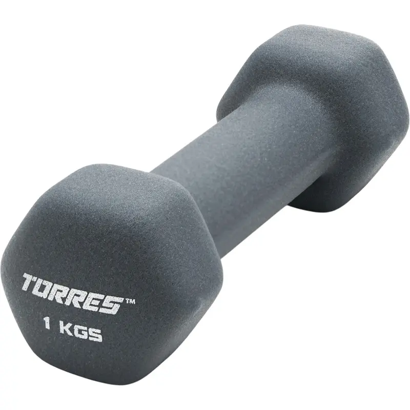 Гантель TORRES 1 кг серая 1 кг неопреновая шестигранная