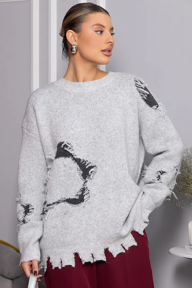 Свитер LT COLLECTION оверсайз серый