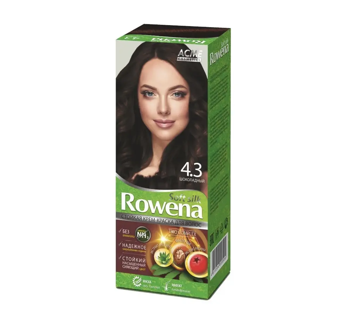 Крем-краска для волос Rowena soft silk тон 4.3 шоколад Acme Color безаммиачная стойкая тон 4.3 шоколад