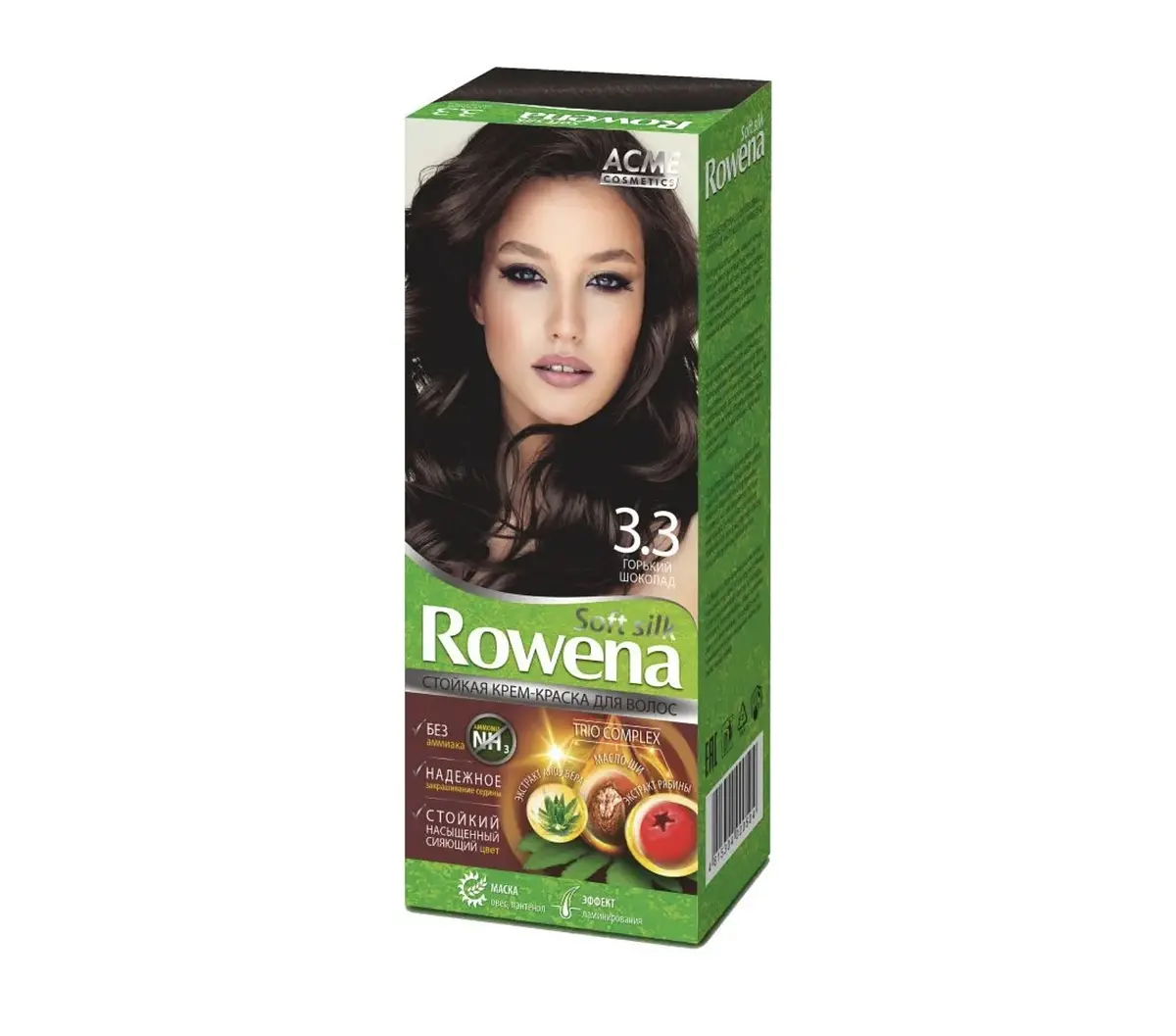 Крем-краска для волос Rowena soft silk тон 3.3 горький шоколад Acme Color безаммиачная стойкая тон 3.3 горький шоколад