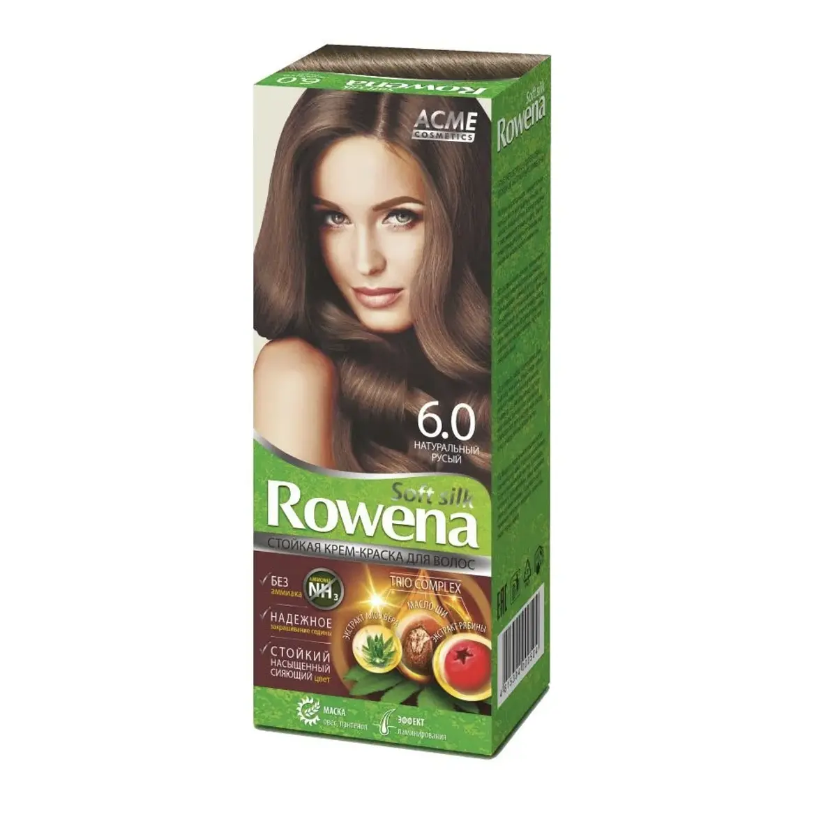 Крем-краска для волос Rowena soft silk тон 6.0 натуральный русый Acme Color безаммиачная стойкая тон 6.0 натуральный русый