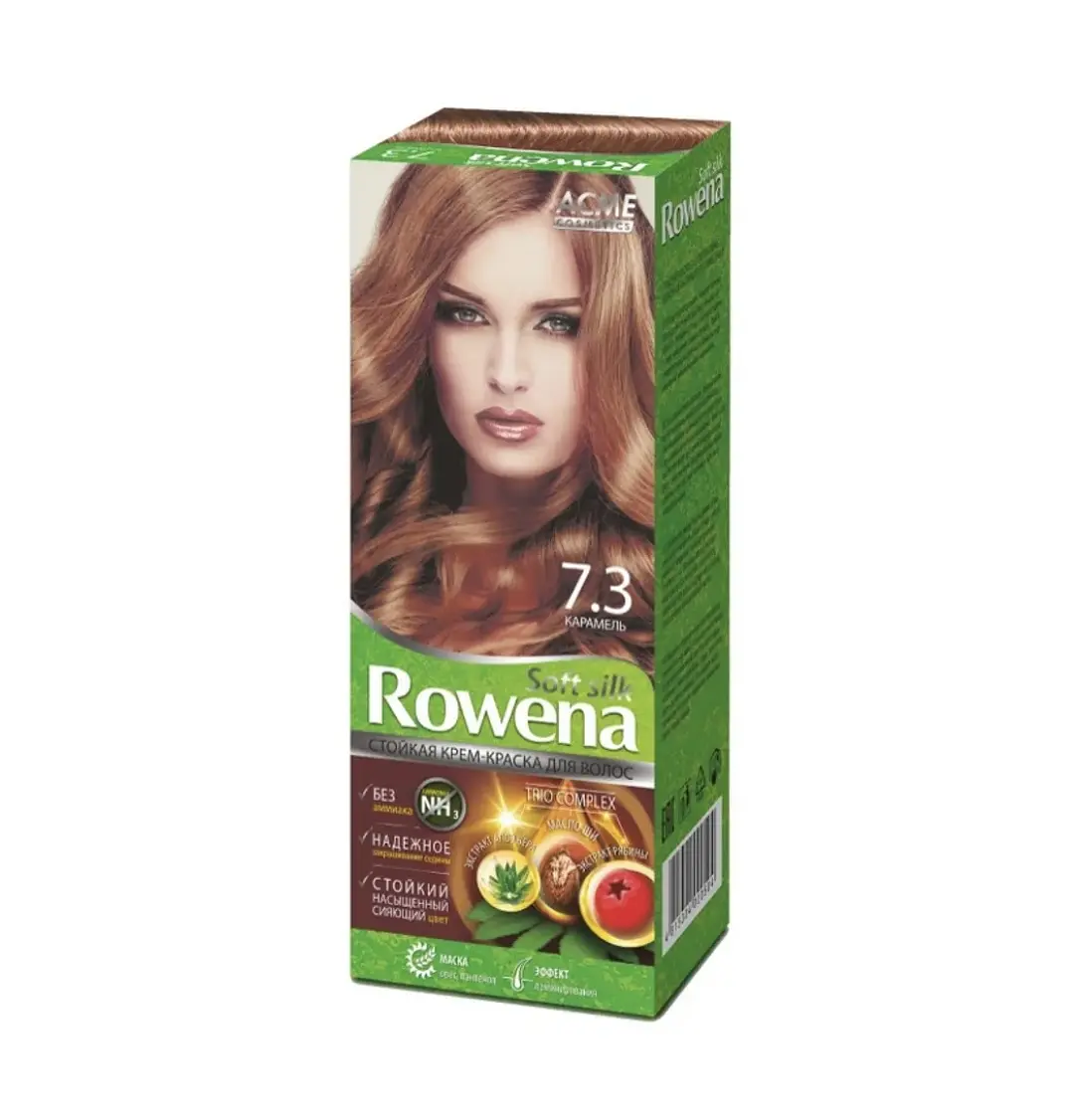 Крем-краска для волос Rowena soft silk тон 7.3 карамель Acme Color безаммиачная стойкая тон 7.3 карамель