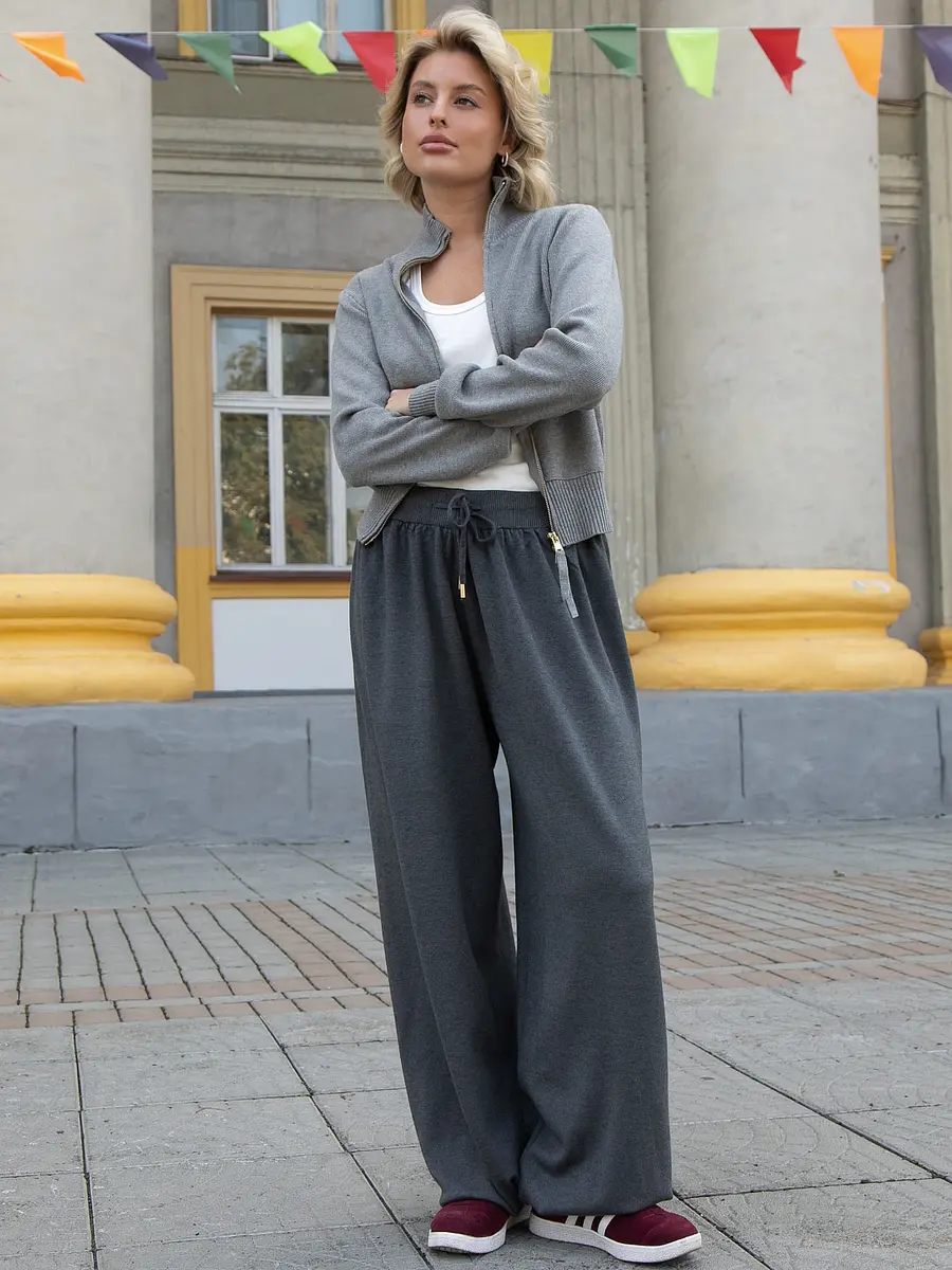 Брюки LT COLLECTION трикотажные меланжевые серые