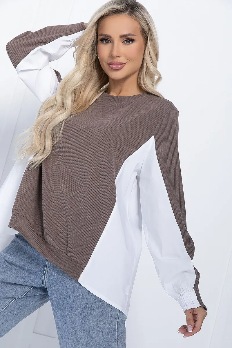 Джемпер LT Collection асимметричный в рубчик белый