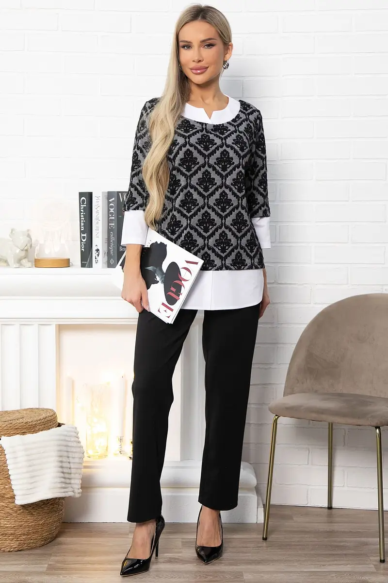 Джемпер LT COLLECTION с орнаментом чёрный