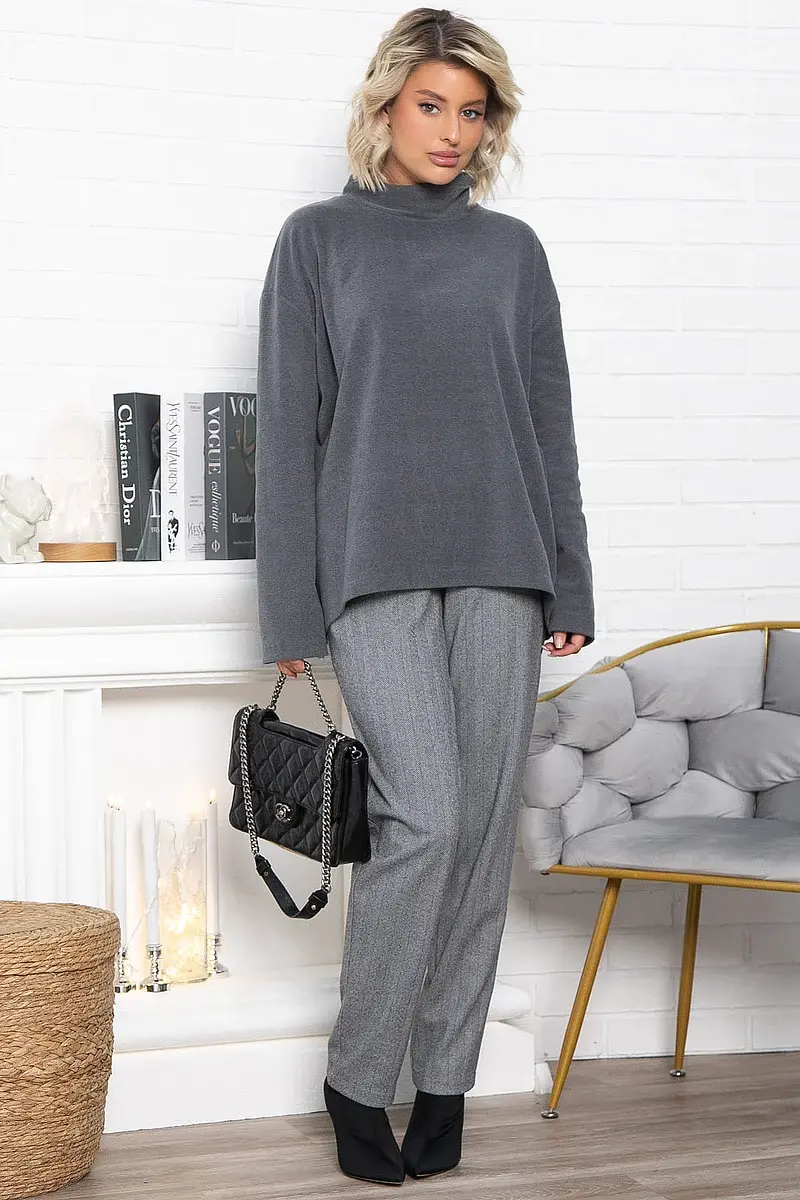 Брюки LT COLLECTION зауженные костюмные серые