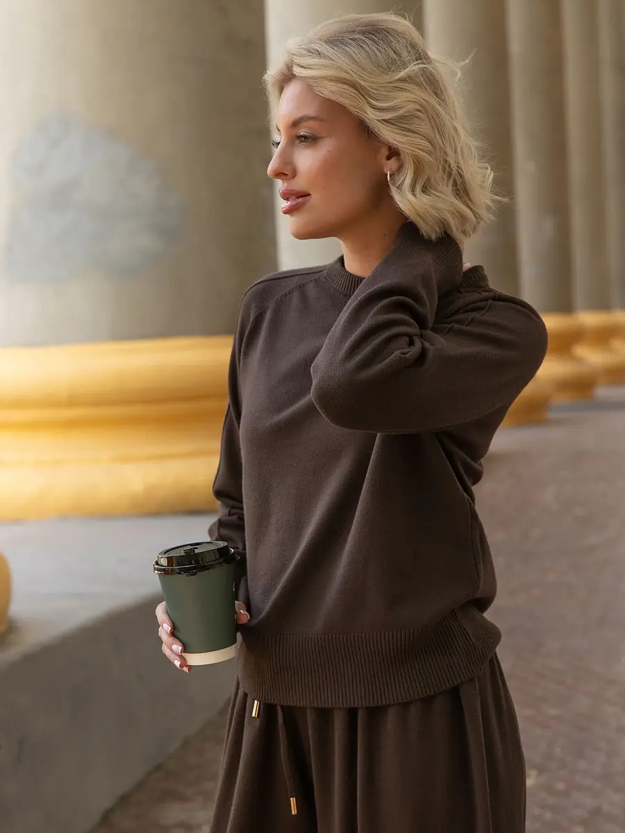 Джемпер LT COLLECTION вязаный коричневый